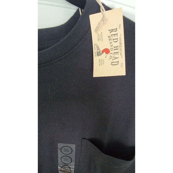 NWT Red Head T-Shirt Men's 3XL Black Cotton Long Sleeve Pocket Casual - Picture 3 of 4